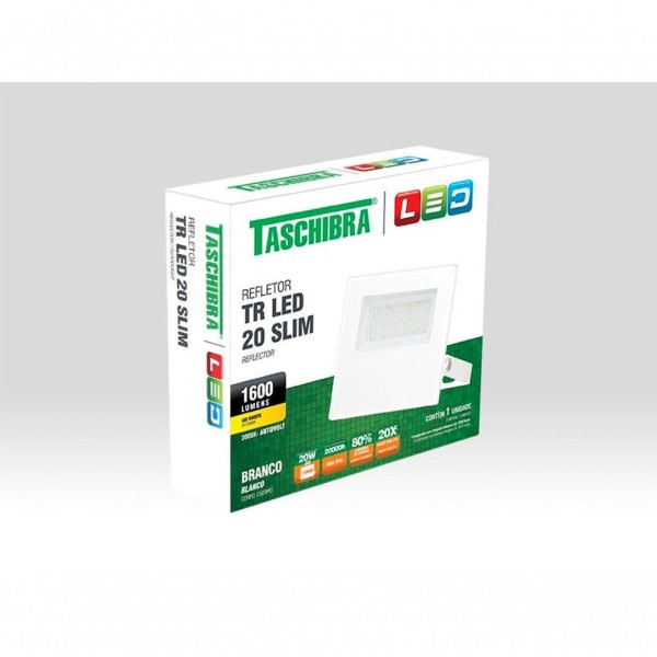 Encontraproduto.com.br - Refletor TR Led Slim 20W 3000K Branco - Taschibra.