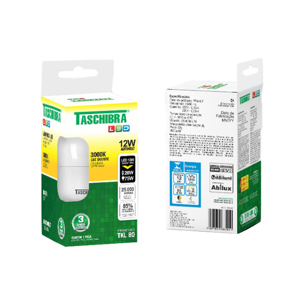 Encontraproduto.com.br - Lâmpada Led 12W Taschibra TKL80 Amarela Bivolt