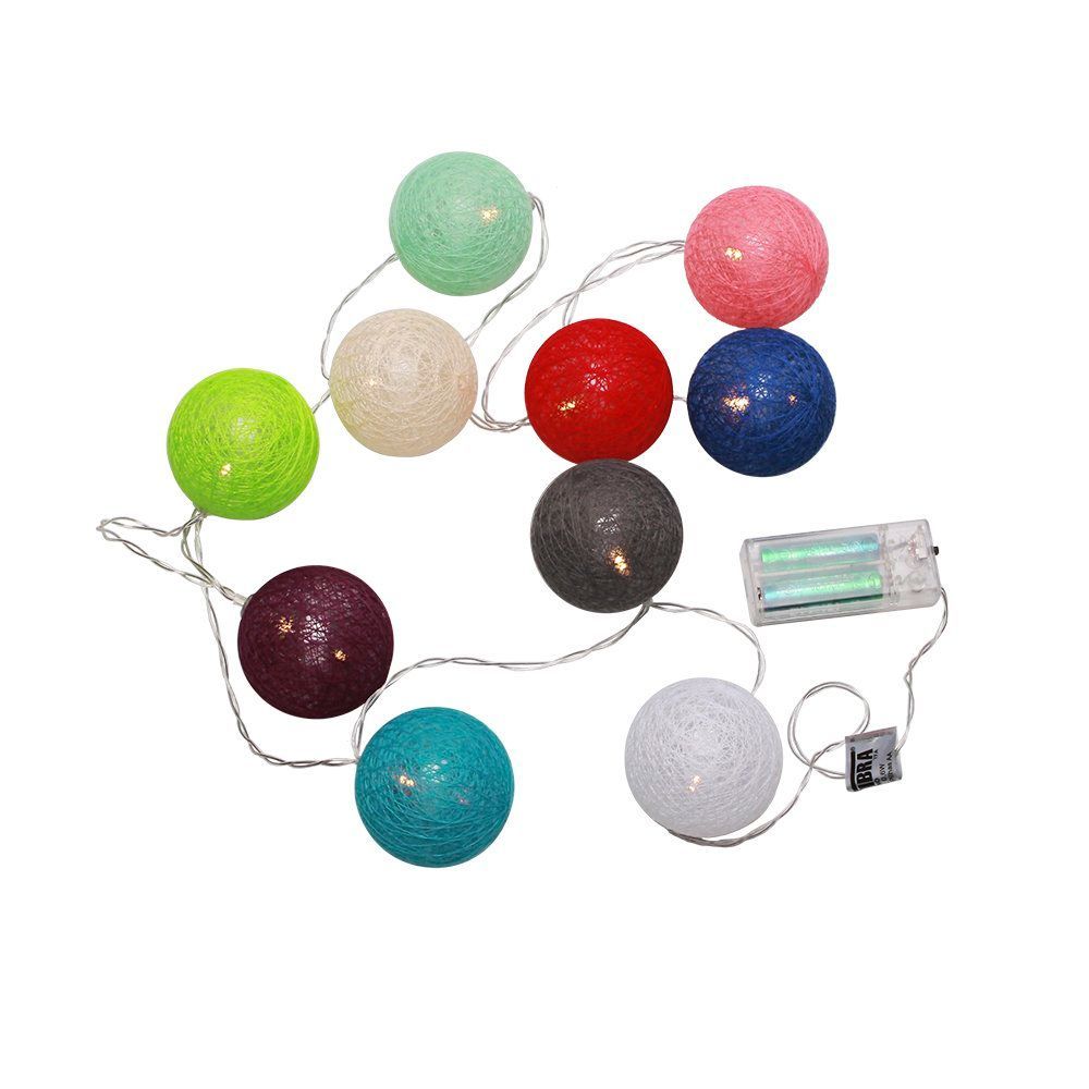 Encontraproduto.com.br - Enfeite De Natal Esfera Colorida 10 Leds 3000k Pilha Taschibra