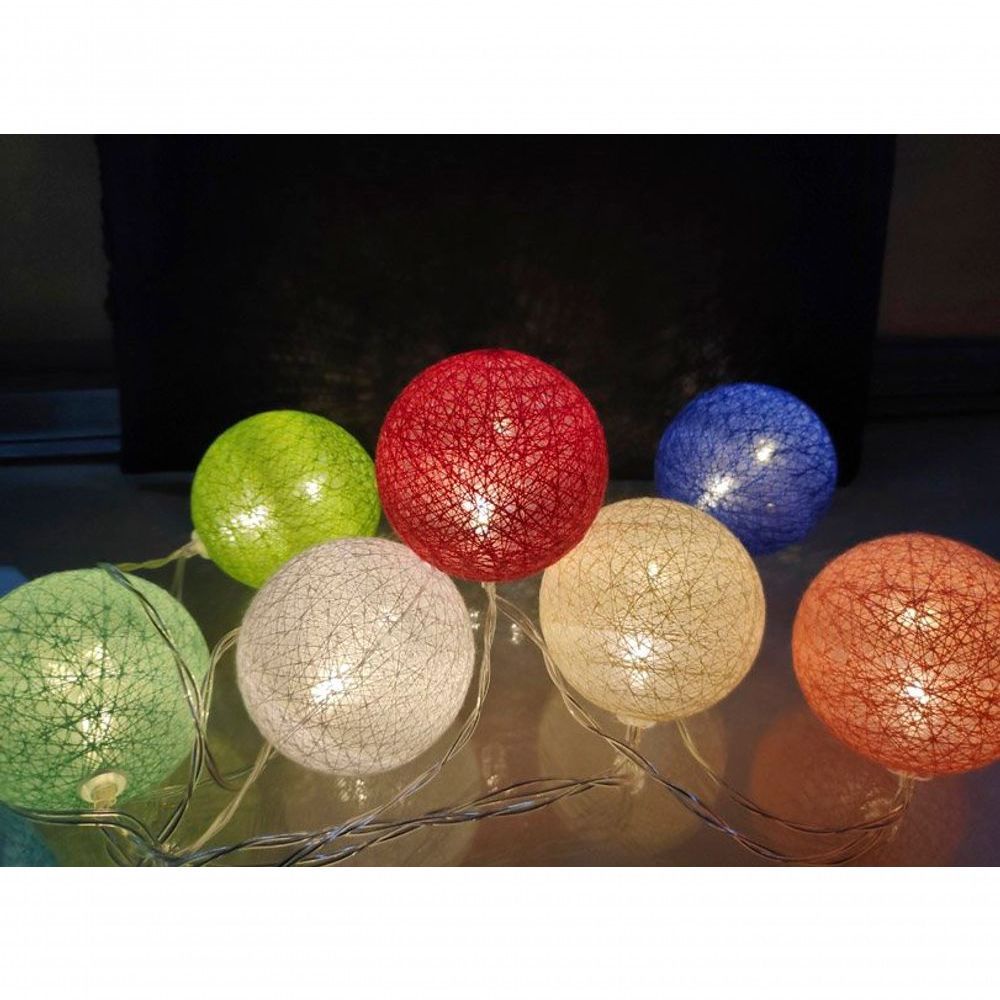 Encontraproduto.com.br - Enfeite De Natal Esfera Colorida 10 Leds 3000k Pilha Taschibra