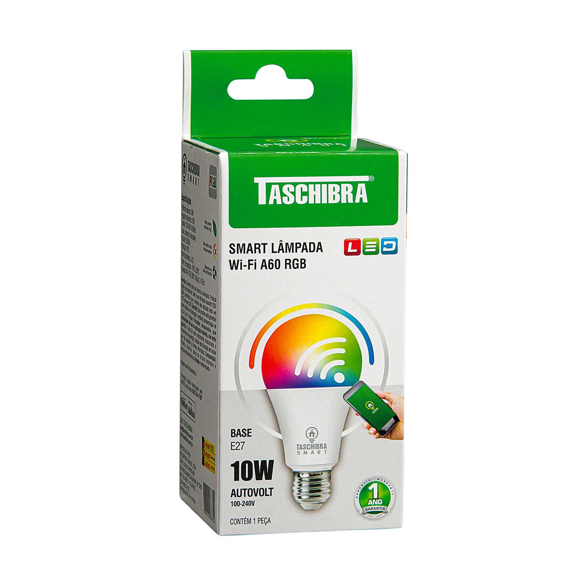 Encontraproduto.com.br - Lâmpada Led Taschibra Smart Wi-Fi 10W E-27 RGB