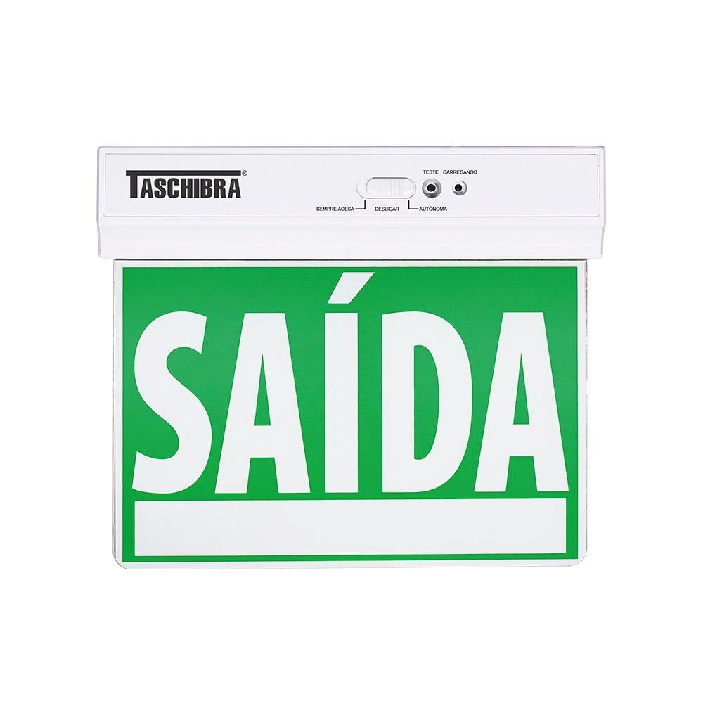 Placa De Saída Emergência C/seletora Led Taschibra Face única Bivolt Verde