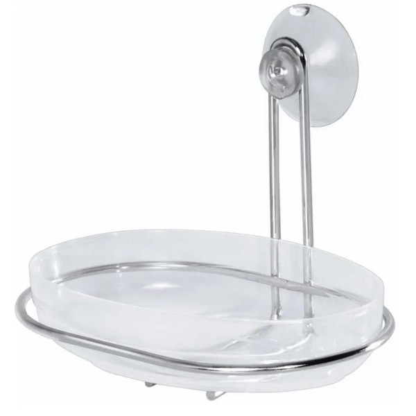 Encontraproduto.com.br - Saboneteira De Parede Com Ventosa De Silicone Passerirni Em Plástico E Aço Cromado