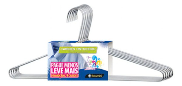 Kit Com 4 Cabides Tintureiro Cromado Camisas Passerini