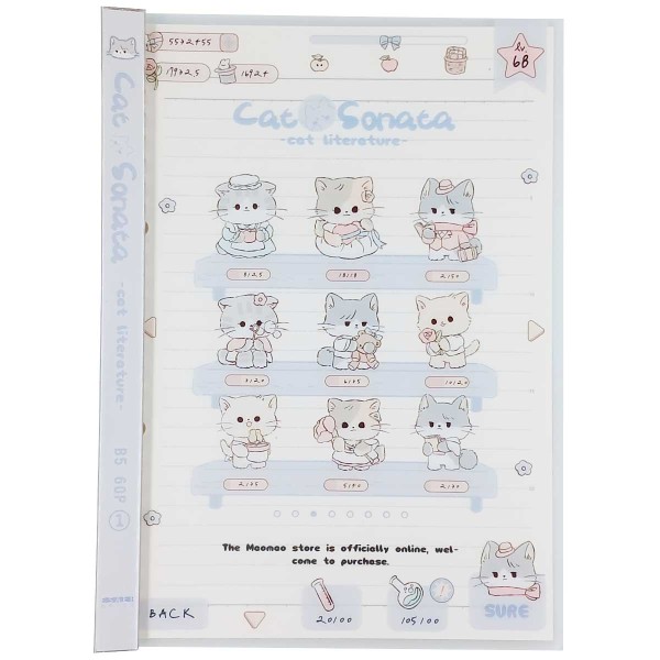 Caderno de Anotação Gato 18,3x26cm em Papel Michael Judi