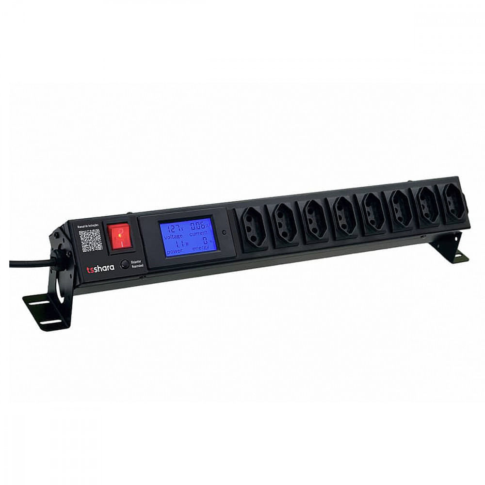Filtro de linha Ts shara + Protetor 8 Tomadas Display 10A 1,5M - 578