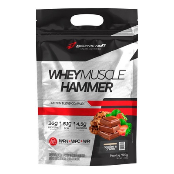 Whey Muscle Hammer 900g Refil Cookies E Cream Bodyaction
