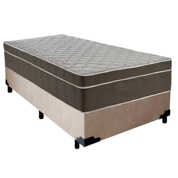 Encontraproduto.com.br - Cama Box Suede Solteiro + Colchão Sereneprime Molas Ensacadas 88x188x65 Bege