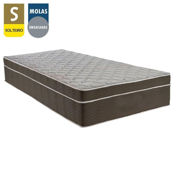Encontraproduto.com.br - Cama Box Suede Solteiro + Colchão Sereneprime Molas Ensacadas 88x188x65 Bege