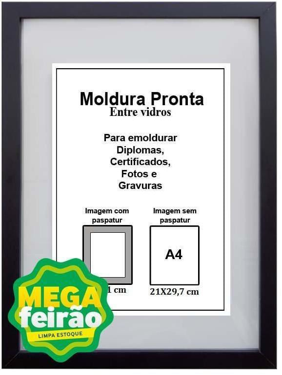 Moldura Pronta Gf Serrano Entre Vidro 21X29,7 Preto