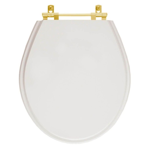 Encontraproduto.com.br - Tampa de Vaso Poliester Ravena Cinza Real para bacia Deca Com Ferragem Dourada