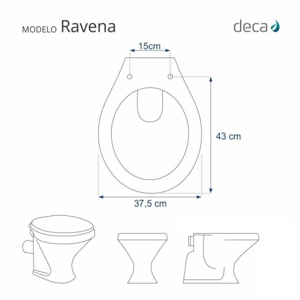 Encontraproduto.com.br - Tampa de Vaso Poliester Ravena Cinza Real para bacia Deca Com Ferragem Dourada