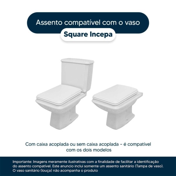 Encontraproduto.com.br - Assento Sanitário Square Rosa Shell Pêssego para vaso Incepa