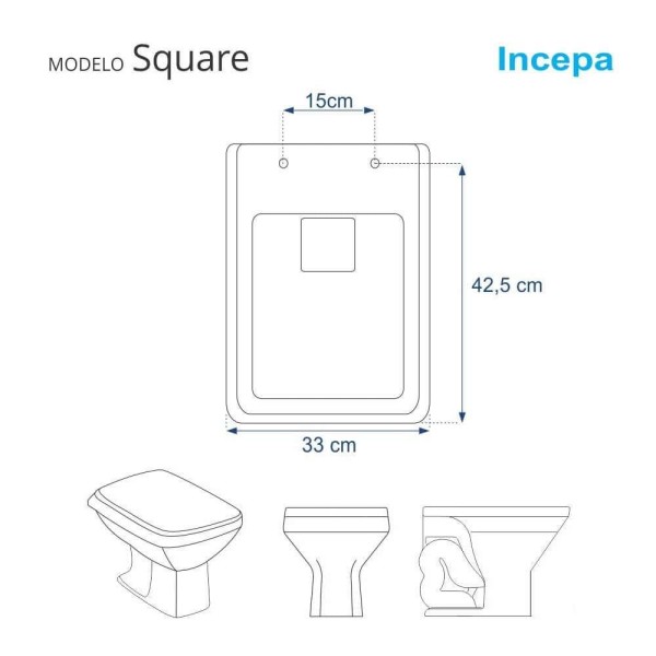 Encontraproduto.com.br - Assento Sanitário Square Rosa Shell Pêssego para vaso Incepa