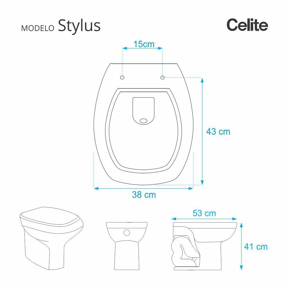 Assento Sanitário Stylus Preto Para Vaso Celite