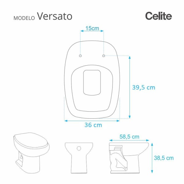 Encontraproduto.com.br - Assento Sanitário Versato Azul Mineral para vaso Celite