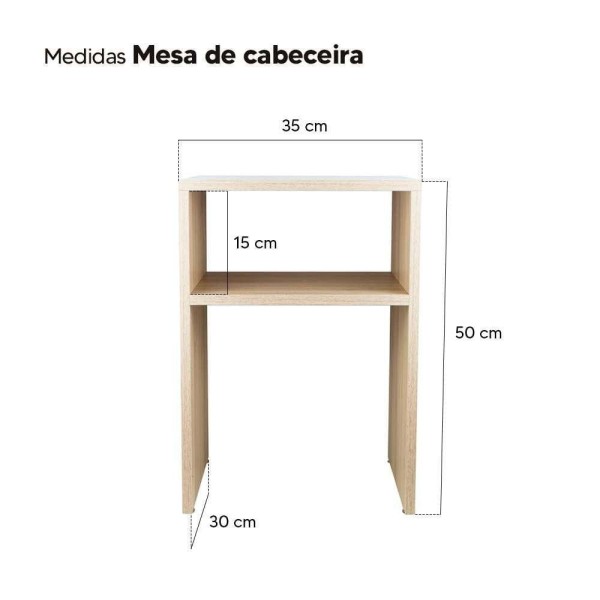 Encontraproduto.com.br - Mesa De Cabeceira Carvalho Cama Solteiro Quarto Sala 35cm