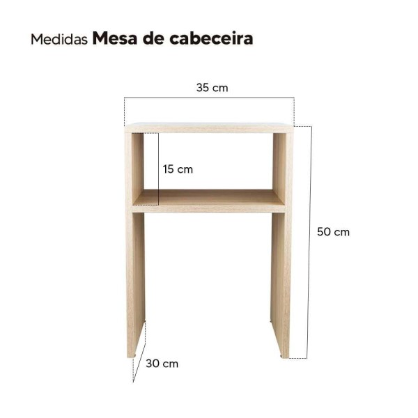 Encontraproduto.com.br - Mesa De Cabeceira Carvalho Cama Solteiro Quarto Sala 35cm