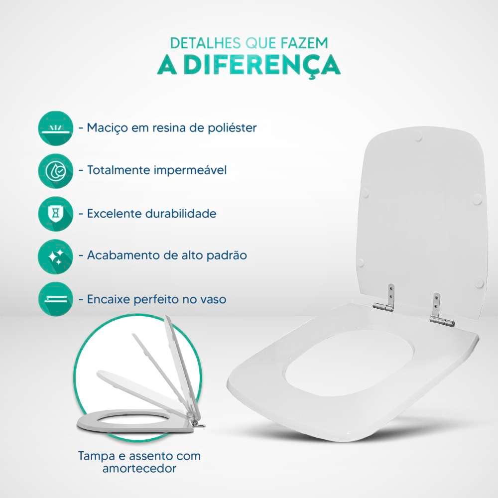 Encontraproduto.com.br - Assento Sanitário Poliester Soft Close Ciprea Branco para vaso Jacuzzi