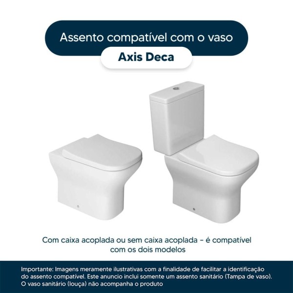 Encontraproduto.com.br - Assento Sanitário Poliéster Soft Close Axis Ébano Fosco (Preto Fosco) para vaso Deca