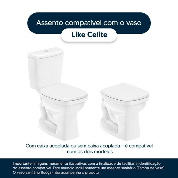 Encontraproduto.com.br - Tampa de Vaso Sanitário com Amortecedor Like Pergamon (Bege Claro) para bacia Celite