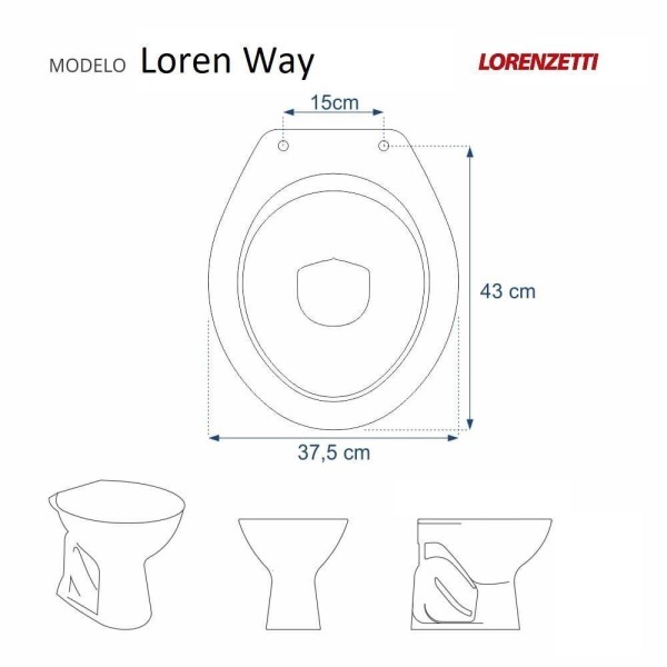 Encontraproduto.com.br - Assento Sanitário Almofadado Loren Way Preto para vaso Lorenzetti 6lpf