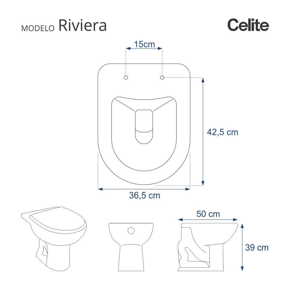 Assento Sanitario Poliester Decorado Borboleta Riviera Preto para Vaso Celite
