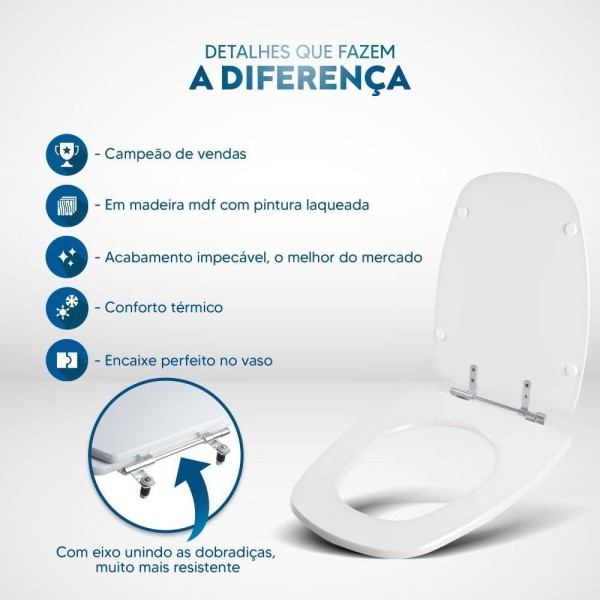 Encontraproduto.com.br - Tampa De Vaso Sanitário Para Louça Modelo Monte Carlo Para Vaso Deca Cor Branco