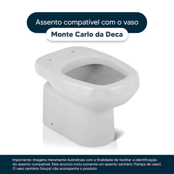 Encontraproduto.com.br - Tampa De Vaso Sanitário Para Louça Modelo Monte Carlo Para Vaso Deca Cor Branco