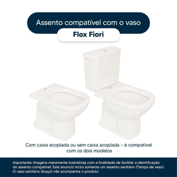 Encontraproduto.com.br - Assento Sanitário Poliéster Soft Close Flox Cinza Claro para vaso Fiori
