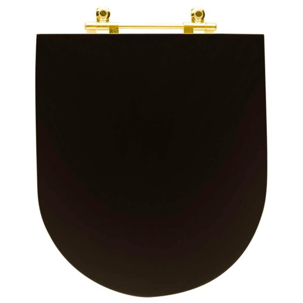 Encontraproduto.com.br - Assento Sanitário Poliéster Luxo Link Lk Marrom Fosco Para Vaso Deca Com Ferragem Dourada