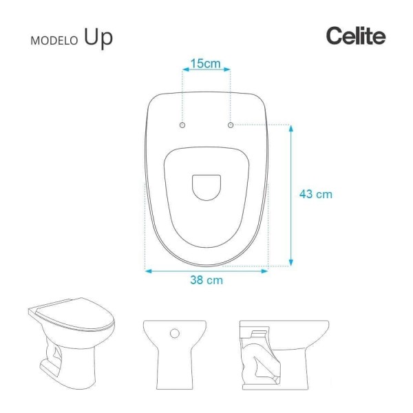 Encontraproduto.com.br - Tampa de Vaso Sanitário com Amortecedor Up Pergamon (Bege Claro) para bacia Celite