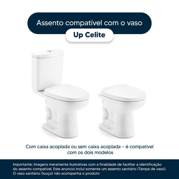 Encontraproduto.com.br - Tampa de Vaso Sanitário com Amortecedor Up Pergamon (Bege Claro) para bacia Celite
