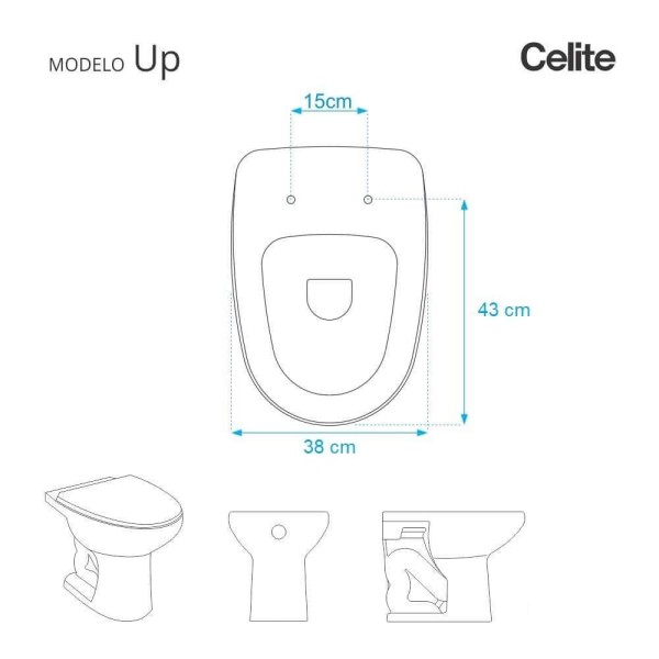 Encontraproduto.com.br - Tampa de Vaso Sanitário com Amortecedor Up Pergamon (Bege Claro) para bacia Celite