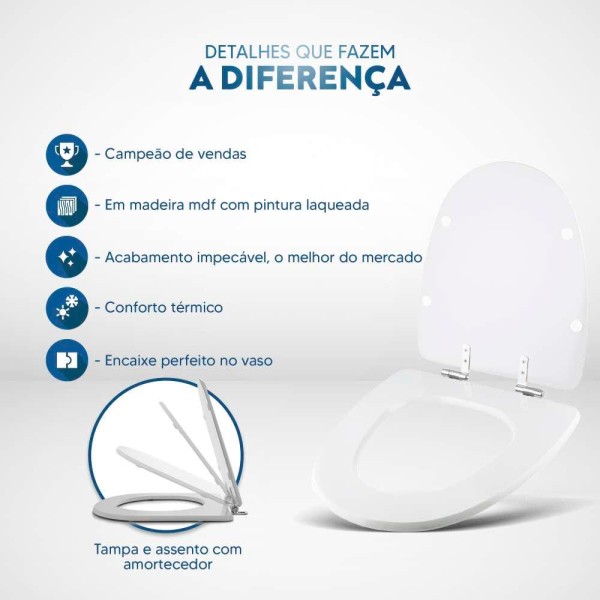 Encontraproduto.com.br - Tampa de Vaso Sanitário com Amortecedor Up Pergamon (Bege Claro) para bacia Celite