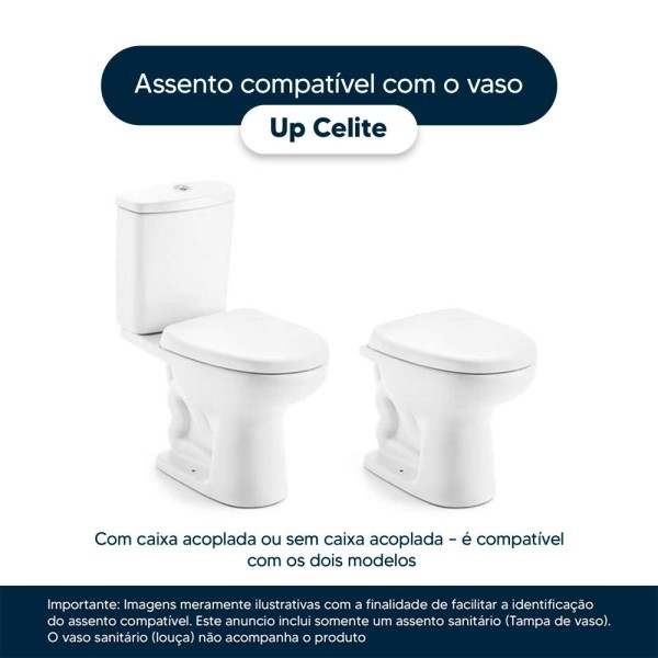 Encontraproduto.com.br - Tampa de Vaso Sanitário com Amortecedor Up Pergamon (Bege Claro) para bacia Celite