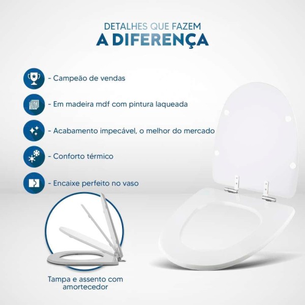 Encontraproduto.com.br - Tampa de Vaso Sanitário com Amortecedor Aloha Pergamon (Bege Claro) para bacia Celite