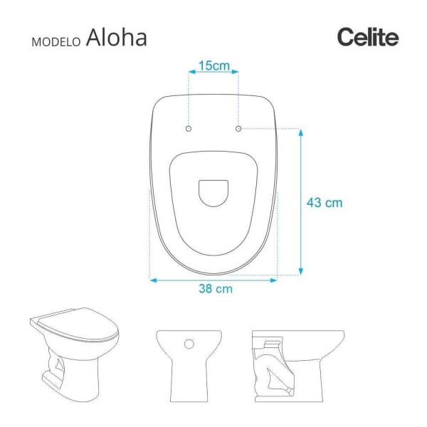 Encontraproduto.com.br - Tampa de Vaso Sanitário com Amortecedor Aloha Pergamon (Bege Claro) para bacia Celite