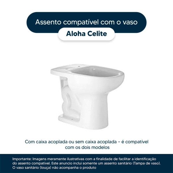 Encontraproduto.com.br - Tampa de Vaso Sanitário com Amortecedor Aloha Pergamon (Bege Claro) para bacia Celite
