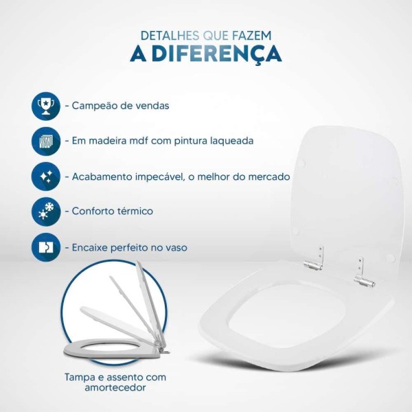Encontraproduto.com.br - Tampa de Vaso Sanitário com Amortecedor Versato Pergamon (Bege Claro) para bacia Celite