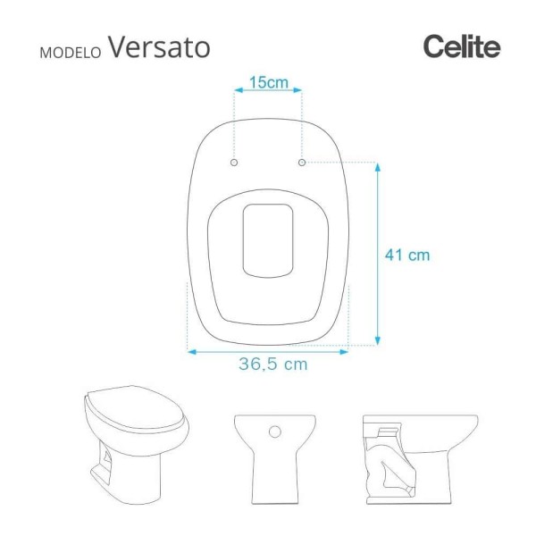Encontraproduto.com.br - Tampa de Vaso Sanitário com Amortecedor Versato Pergamon (Bege Claro) para bacia Celite