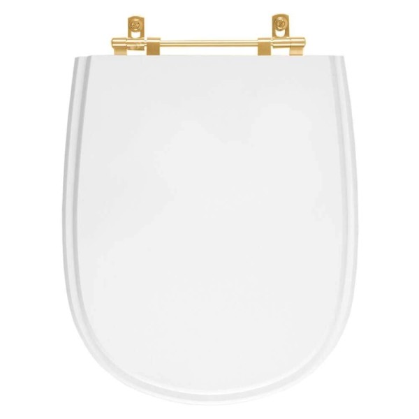 Encontraproduto.com.br - Tampa de Vaso Poliester Paris Branco para bacia Ideal Standard Com Ferragem Dourada