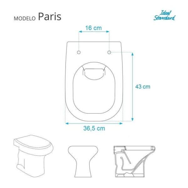 Encontraproduto.com.br - Tampa de Vaso Poliester Paris Branco para bacia Ideal Standard Com Ferragem Dourada