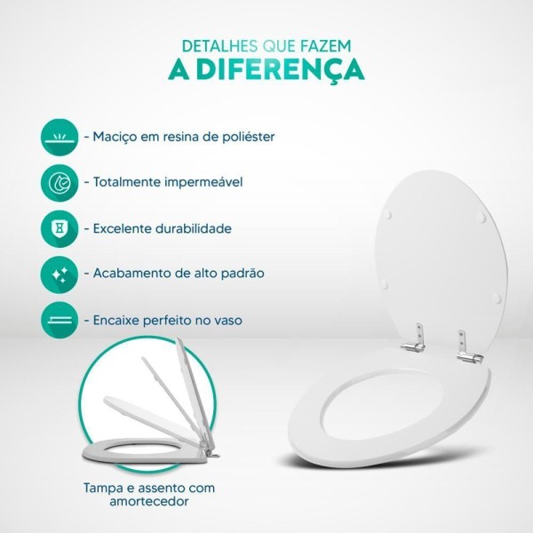 Encontraproduto.com.br - Assento Sanitario Poliester com Amortecedor Lirio Amarelo Terra para Vaso Celite