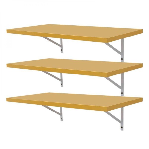 Encontraproduto.com.br - Kit 3 Prateleiras 80 X 30cm Amarela Com Mão Francesa