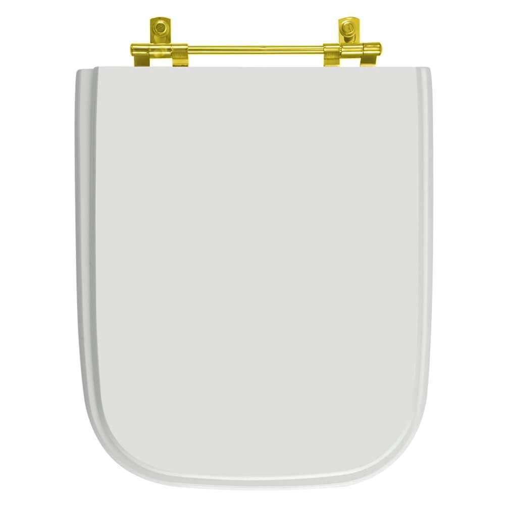 Assento Sanitário Tivoli Branco para vaso Ideal Standard Com Ferragem Dourada