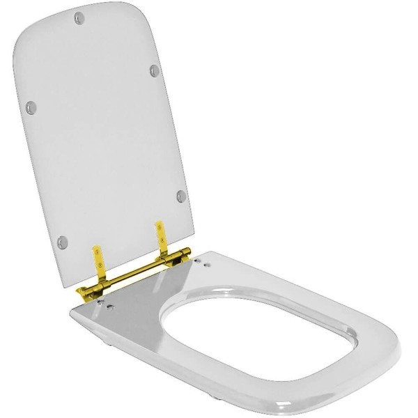 Encontraproduto.com.br - Tampa de Vaso Tivoli Branco para bacia Ideal Standard Com Ferragem Dourada