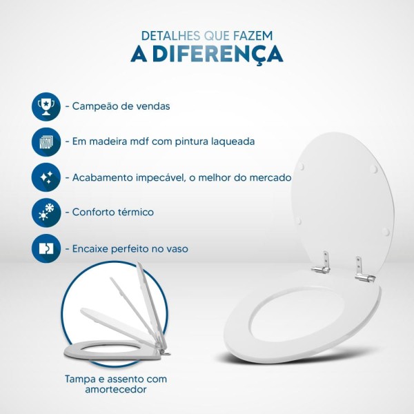 Encontraproduto.com.br - Tampa de Vaso Sanitário com Amortecedor Classica Pergamon (Bege Claro) para bacia Celite