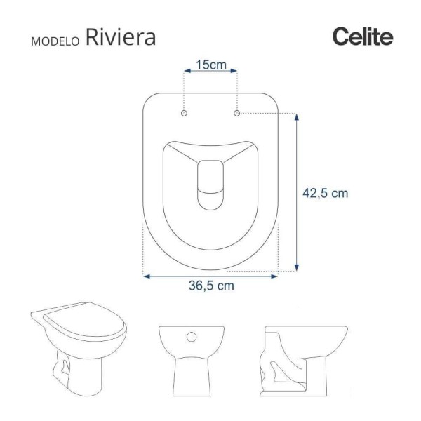 Encontraproduto.com.br - Assento Sanitario com Amortecedor Riviera Branco para Vaso Celite