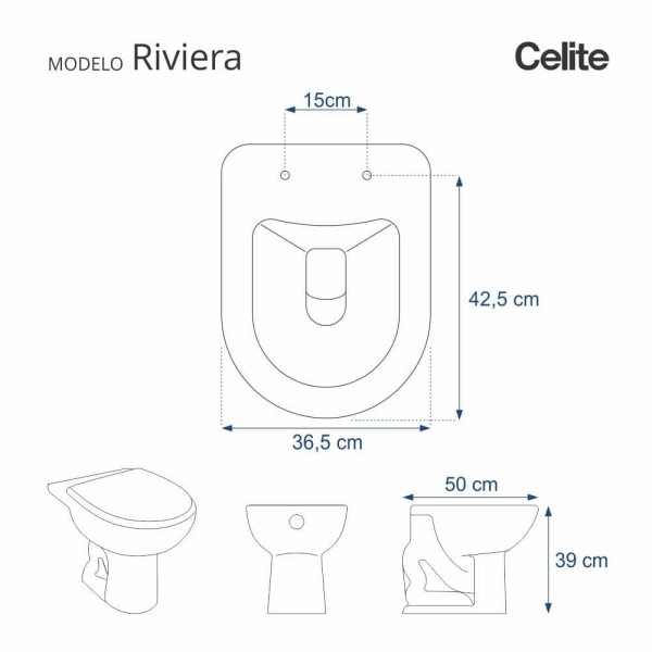 Encontraproduto.com.br - Assento Sanitario com Amortecedor Riviera Branco para Vaso Celite